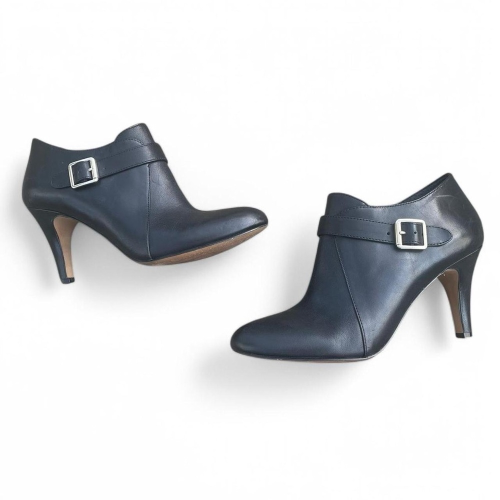 Elegant Black Leather Heeled Ankle Boots
